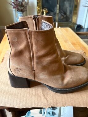 Timberland Tan Leather Side-Zip Ankle Boots